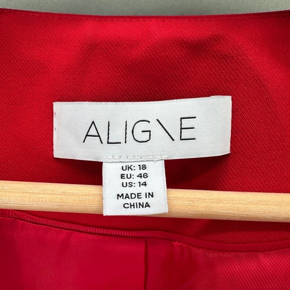 ALIGNE Daphne Long Waisted‎ Red Blazer Womens 14 Academia Office Capsule Luxury - Picture 5 of 10
